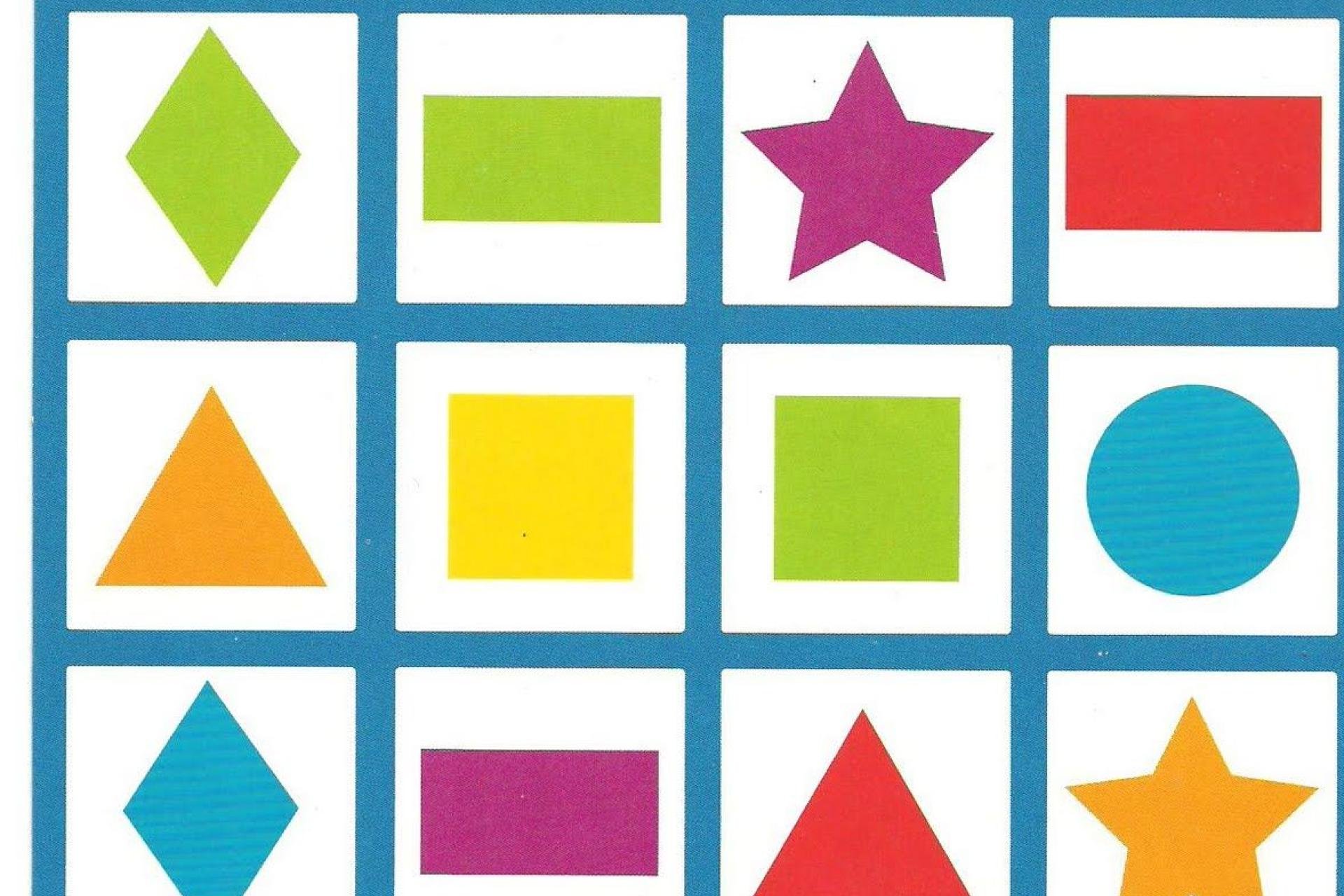 bingokaart met vormen en kleuren